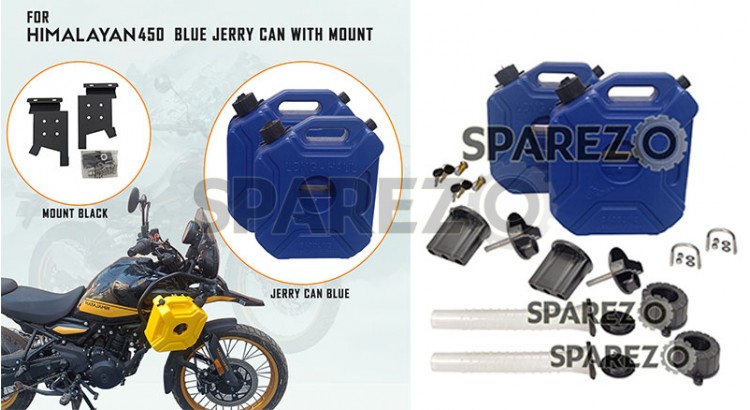 For Royal Enfield New Himalayan 450 RH-LH Blue Jerry Can Pair with Mount - SPAREZO